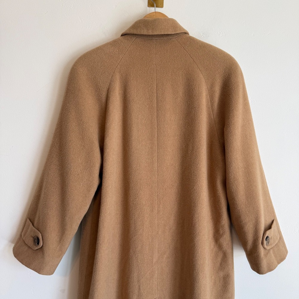 Vintage Fleurette 100% Camel Hair Coat Tan Longline ILGWU Nordstrom Minimalist L - Picture 7 of 16